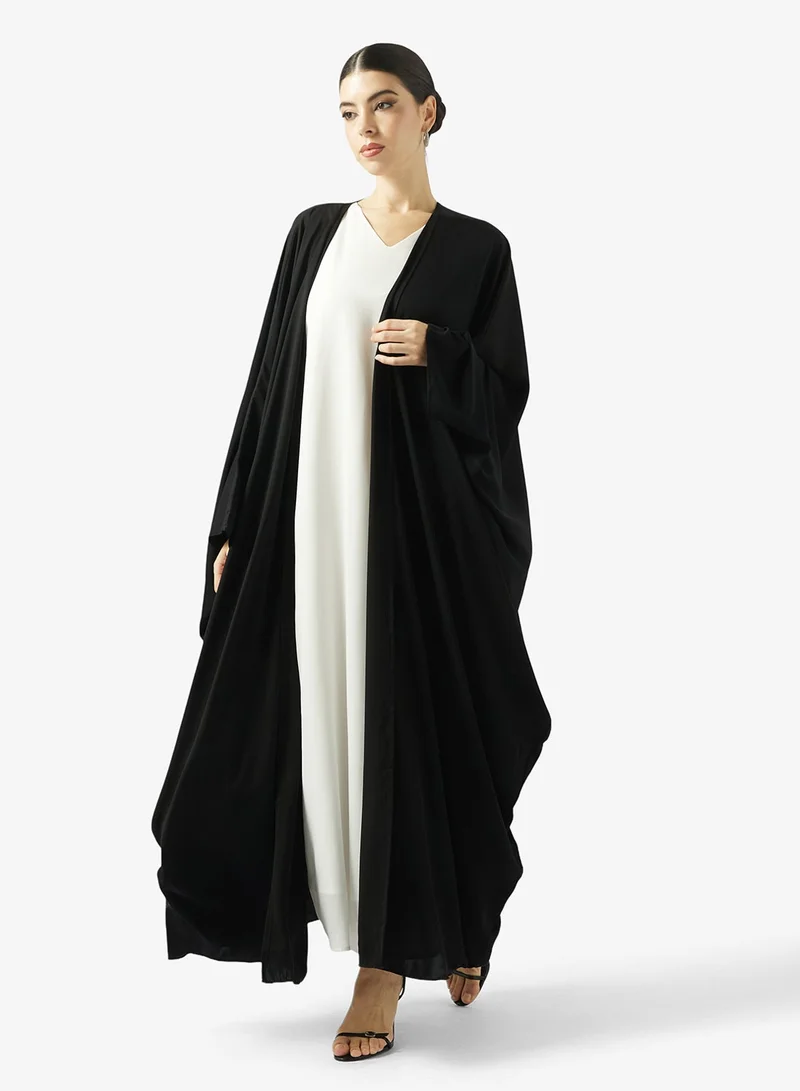 Black Embellished Abaya With Sheila